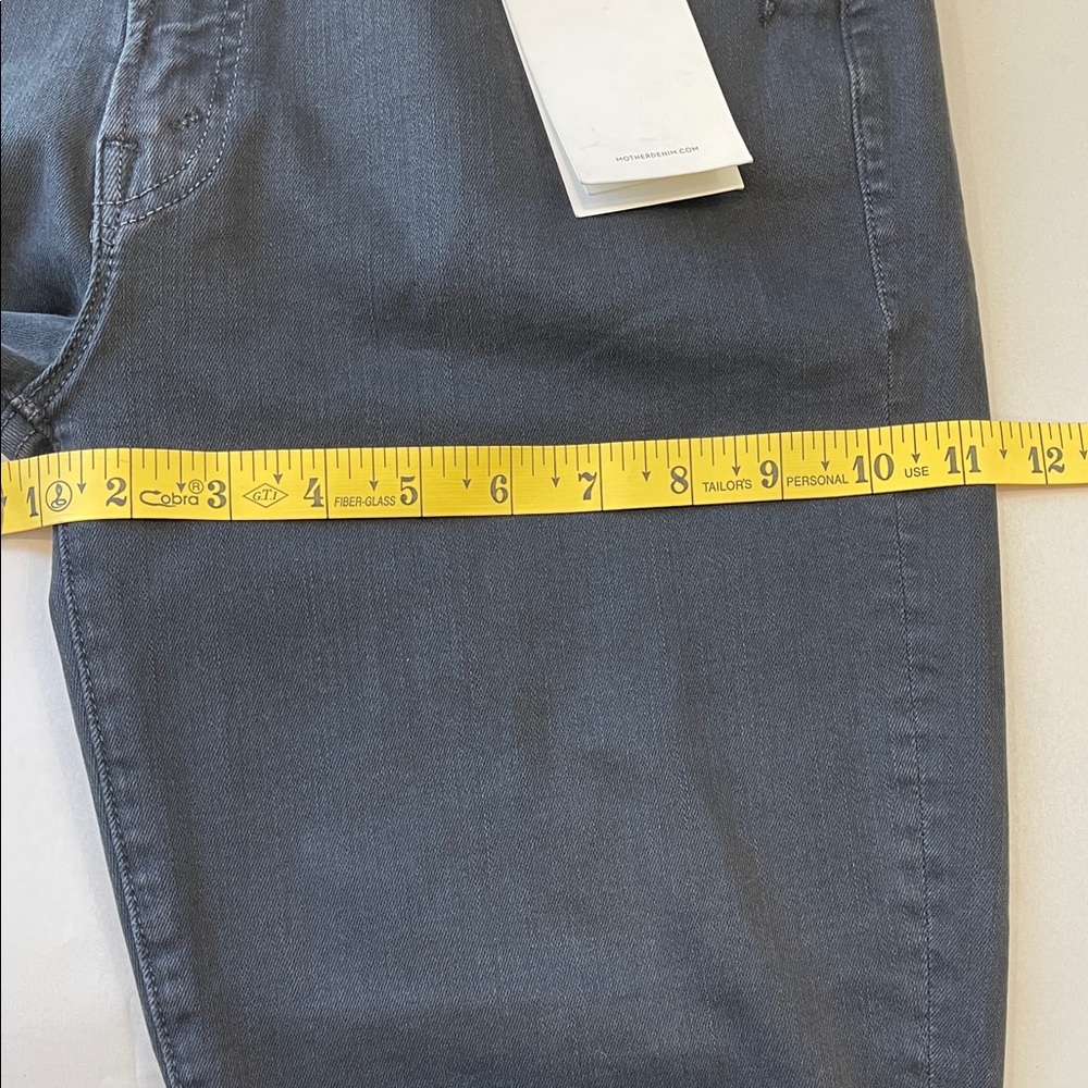 MOTHER Stunner Zip Ankle Fray Jeans – Size 31, High Rise Charcoal Distressed NWT - Picture 10 of 14